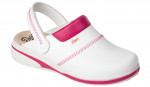 SABOT AVEC BRIDE MICROFIBRE BLANC/FUCHSIA