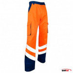 PANTALON BICOLORE HV BALISE BLEU/ORANGE FLUO
